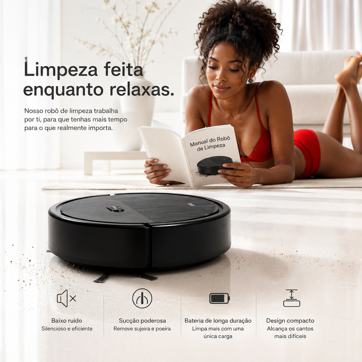 CleanBot™ robô aspirador compacto para limpeza